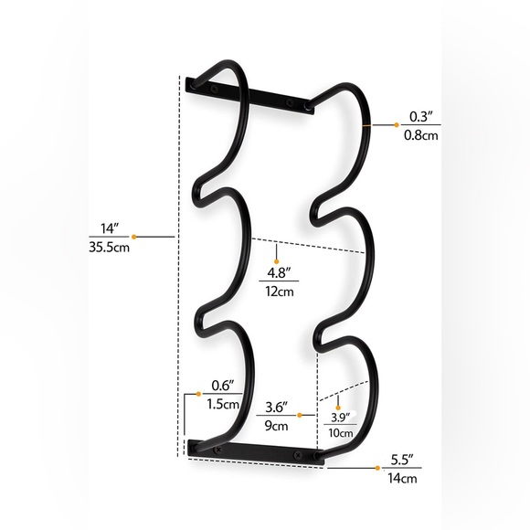 3 Bottle Under-cabinet Black Metal Wine Holder - Picture 2 of 6